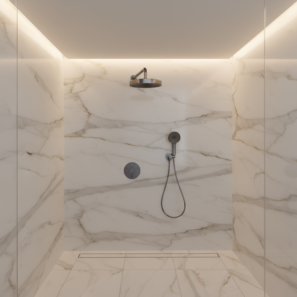 Ensemble de douche à effet pluie encastré Amalia - Gris gunmetal