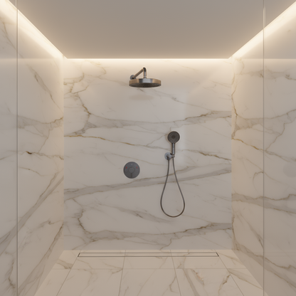 Ensemble de douche à effet pluie encastré Amalia - Gris gunmetal