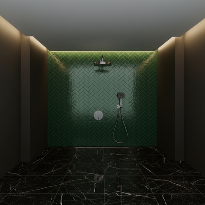 Ensemble de douche à effet pluie encastré Amalia - Gris gunmetal