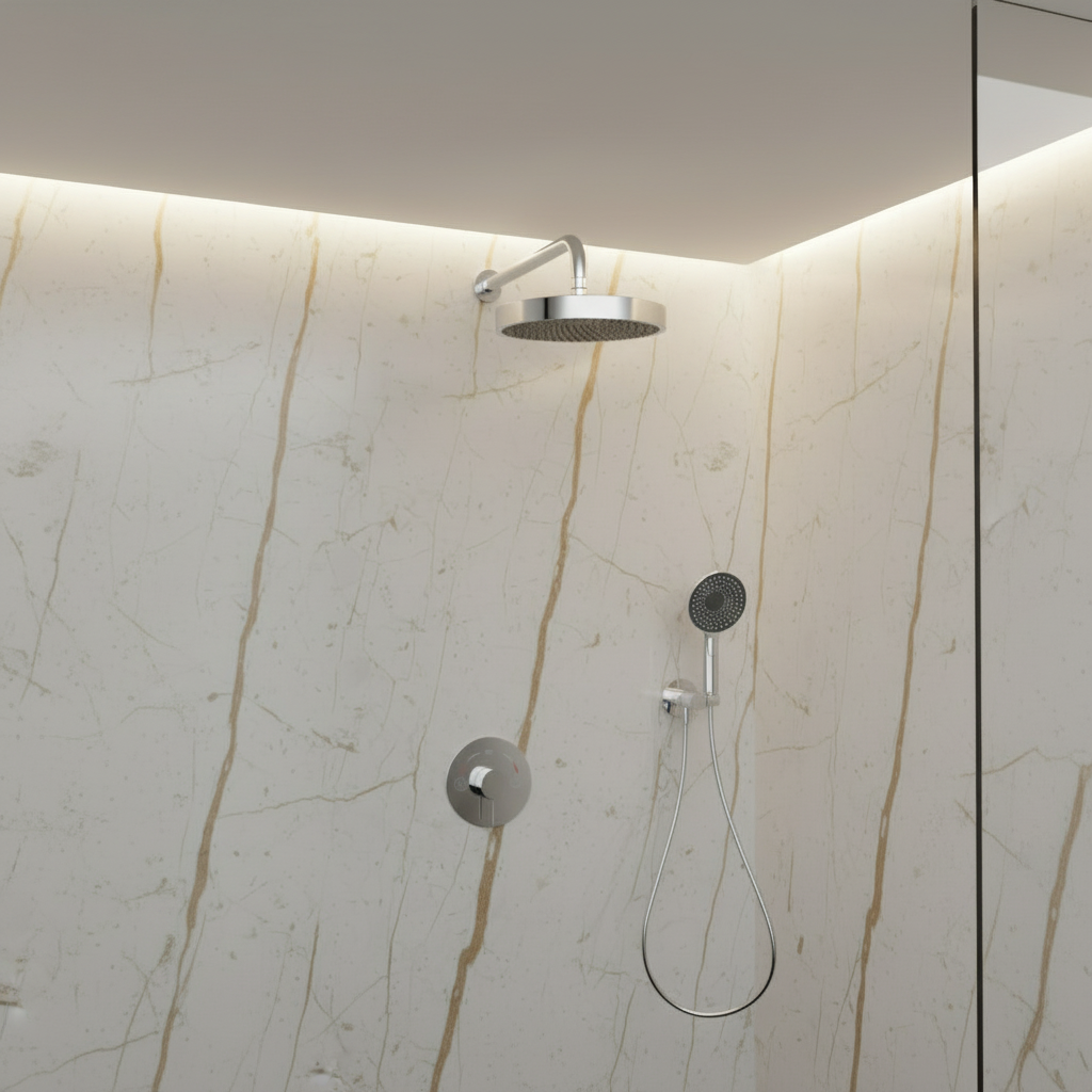 Ensemble de douche à effet pluie encastré Amalia - Chrome