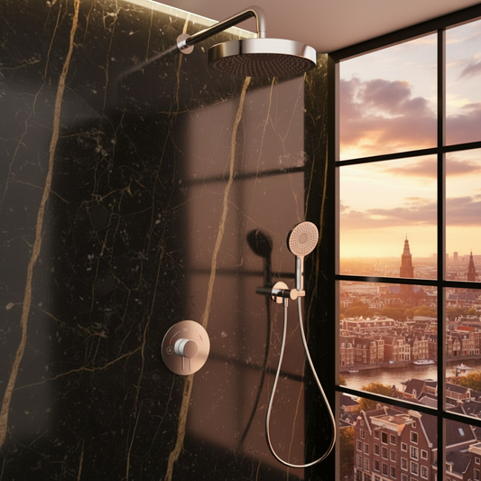 Ensemble de douche à effet pluie encastré Amalia - Chrome