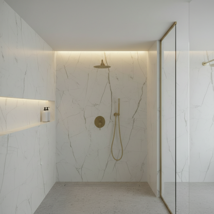 Inbouw Regendoucheset Angelica – Staafhanddouche – Geborsteld goud