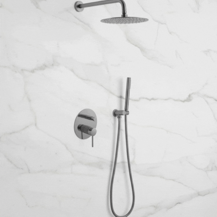 Inbouw Regendoucheset Angelica – Staafhanddouche – Gunmetal grey