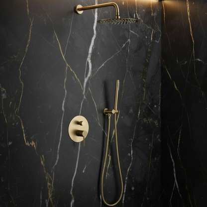 Inbouw Regendoucheset Angelica – Staafhanddouche – Geborsteld goud