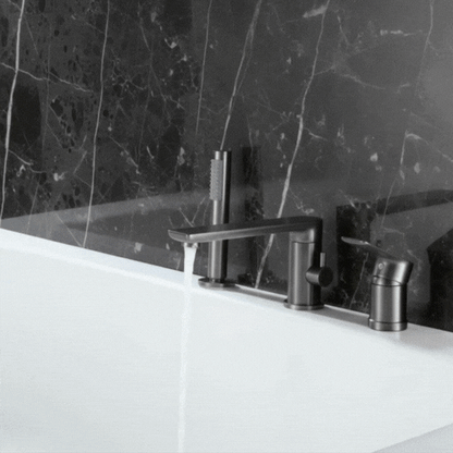 Robinet de baignoire indépendant Lisandro – Sortie d'eau en cascade – Nickel brossé