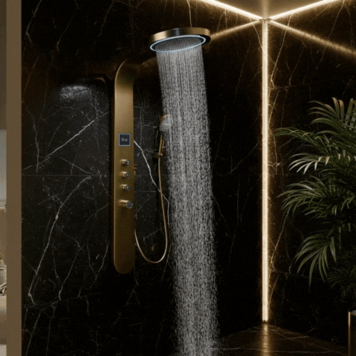 Robinet de baignoire indépendant Lisandro – Sortie d'eau en cascade – Nickel brossé