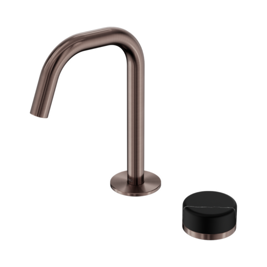 Robinet de lavabo encastré Sorrento – Marquina Noir – 2 trous – Débit droit – Bronze brossé