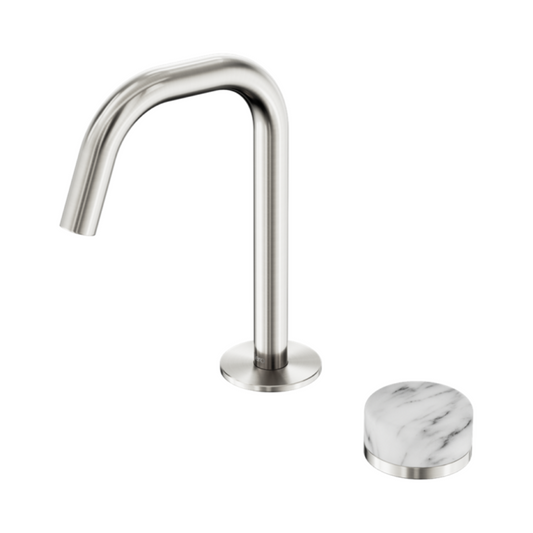 Robinet de lavabo encastré Sorrento – Arabescato Corchia – 2 trous – Débit droit – Nickel brossé