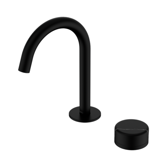 Robinet de lavabo encastré Sorrento – Marquina Black - 2 trous - Bec courbé - Noir mat