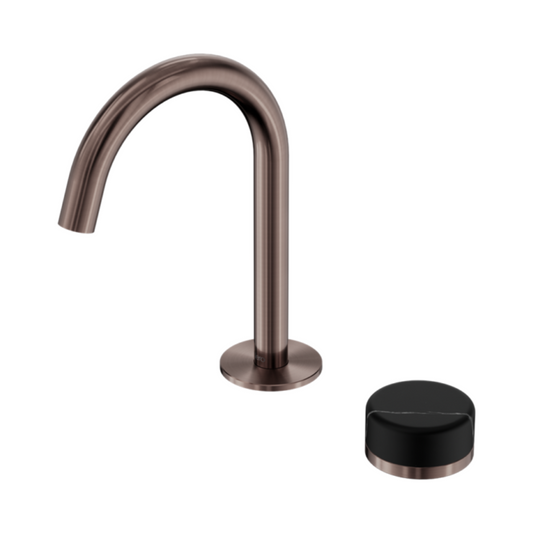 Robinet de lavabo encastré Sorrento – Marquina Black - 2 trous - Bec courbé (arc) - Bronze brossé
