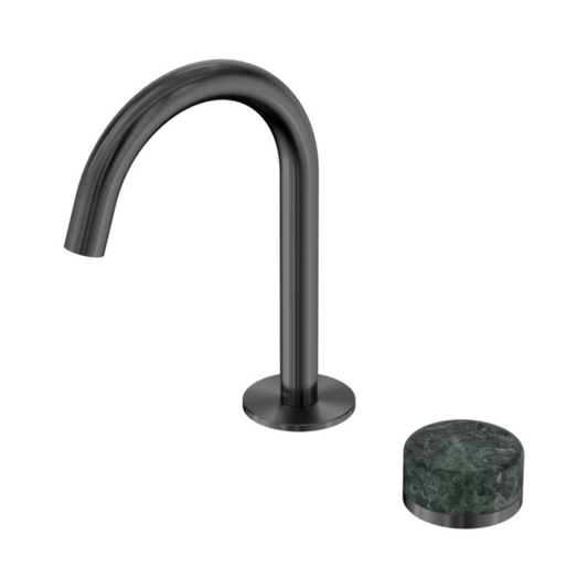 Robinet de lavabo encastré Sorrento – Verde Alpi - 2 trous - Bec courbé - Gun metal grey