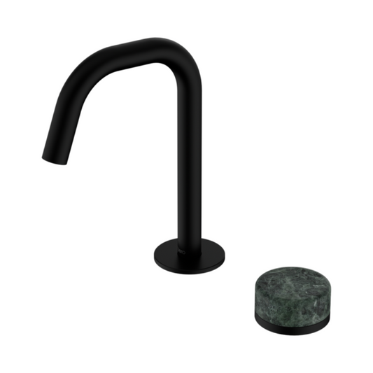 Robinet de lavabo encastré Sorrento – Verde Alpi – 2 trous – Bec droit – Noir mat