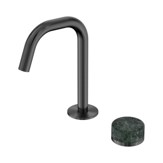 Robinet de lavabo encastré Sorrento – Verde Alpi – 2 trous – Bec droit – Gris gunmetal
