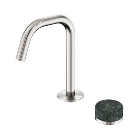 Robinet de lavabo encastré Sorrento – Verde Alpi – 2 trous – Bec droit – Nickel brossé