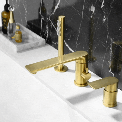 Robinet de baignoire indépendant Lisandro – Sortie d'eau en cascade – Nickel brossé