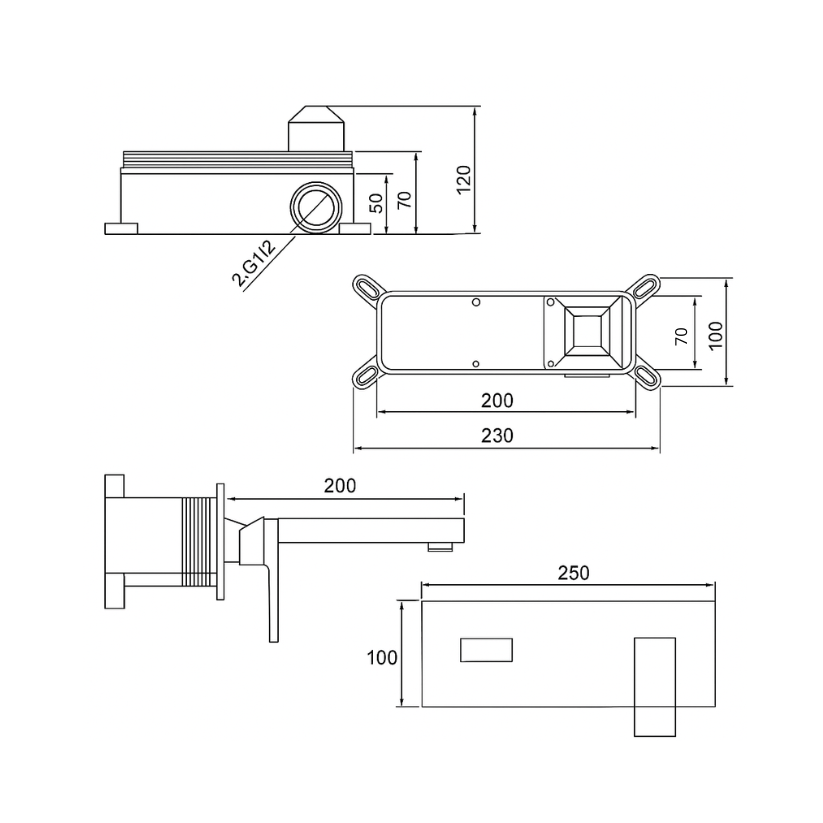 Robinet de baignoire indépendant Lisandro – Sortie d'eau en cascade – Nickel brossé